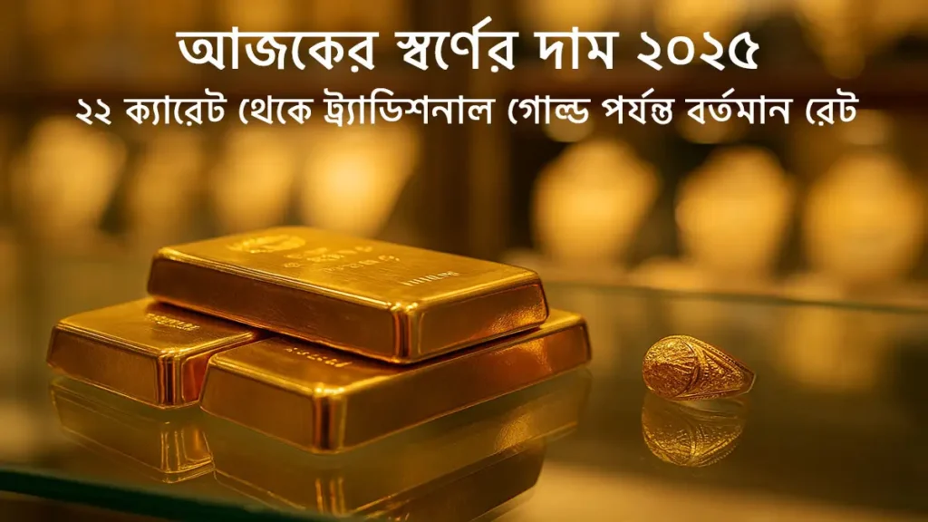 Gold bars and jewelry showcasing the current gold price in Bangladesh for 2025, representing investment in gold.