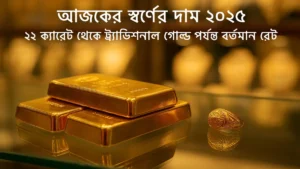 Gold bars and jewelry showcasing the current gold price in Bangladesh for 2025, representing investment in gold.