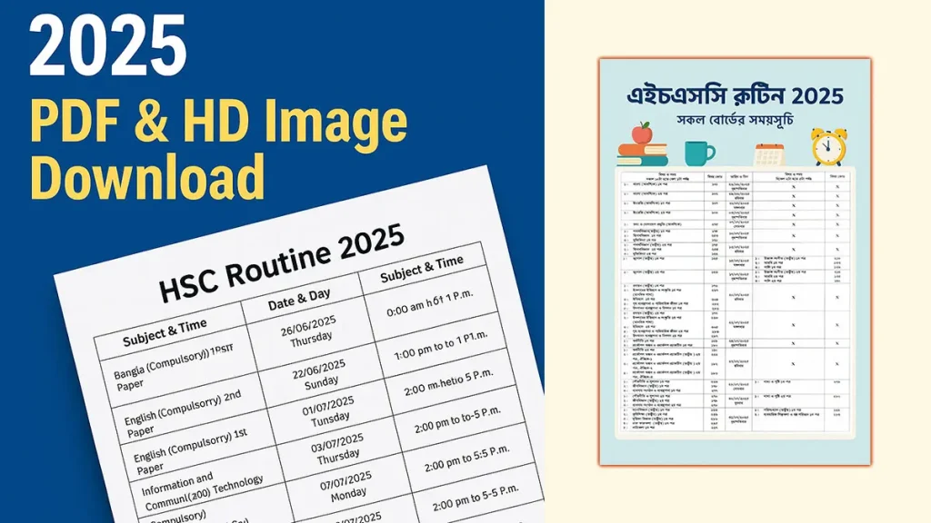 HSC Routine 2025 PDF and image download for all education boards