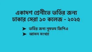 একাদশ শ্রেণিতে ভর্তির জন্য ঢাকার সেরা ১০ কলেজ ২০২৫