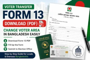Voter Transfer Form 13 PDF download Bangladesh for voter area change process